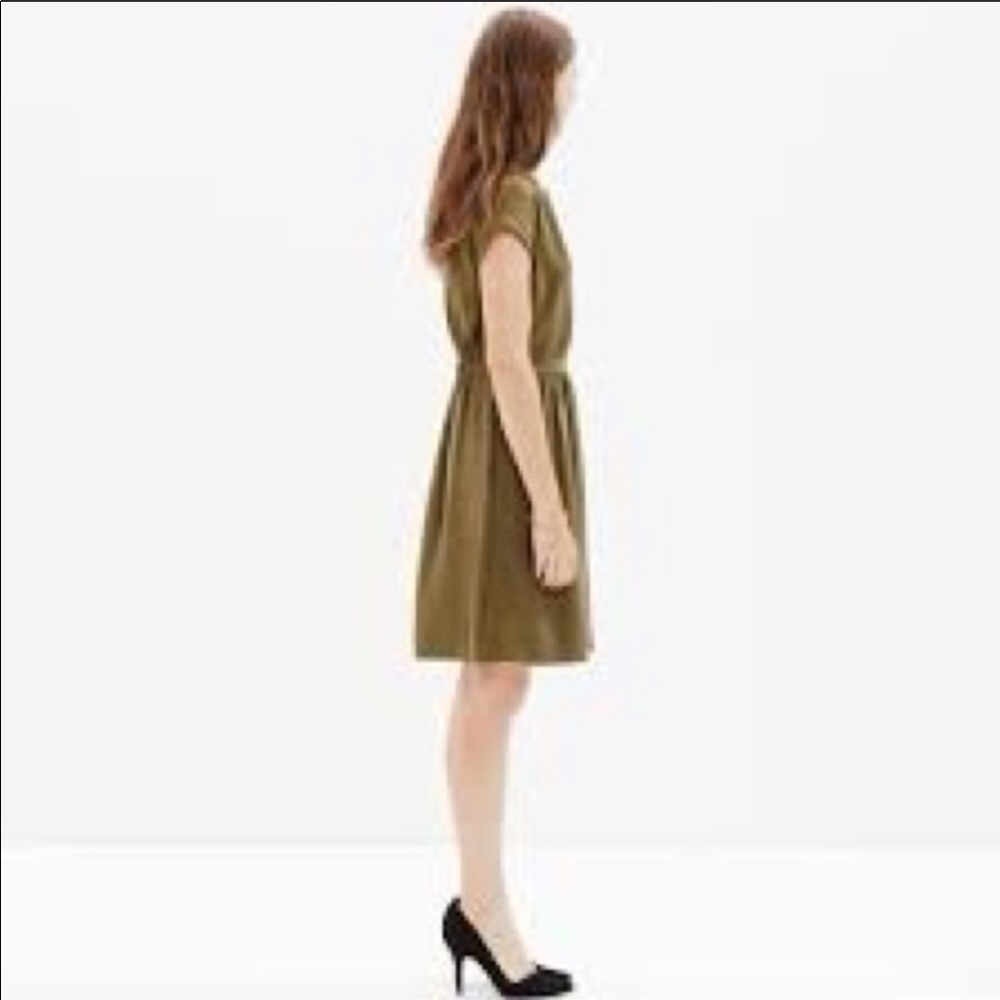Madewell Silk Moonset Dress in Olive Green Sz 2 - Picture 2 of 11